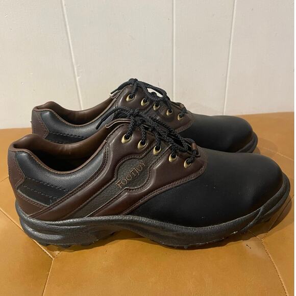 Foot Joy Men's Brown and Black Lace Up Golf Shoes Athletic Sneakers Size 9.5 - Picture 1 of 5